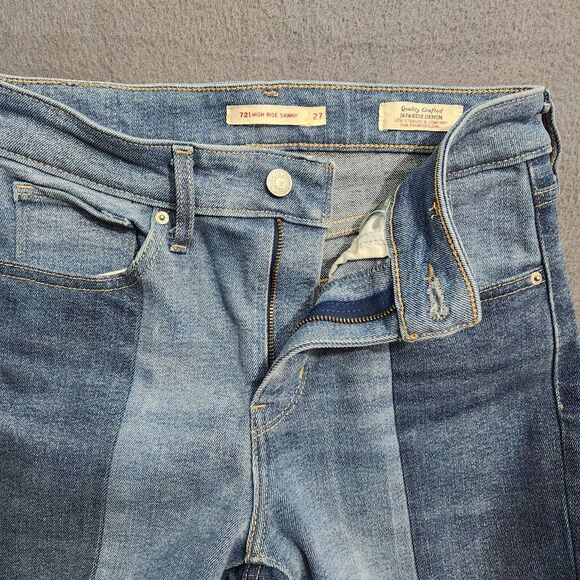 Levi's 721 Women 27 Mid Rise Skinny Japanese Denim Two Tone Raw Hem Jeans - Picture 5 of 13